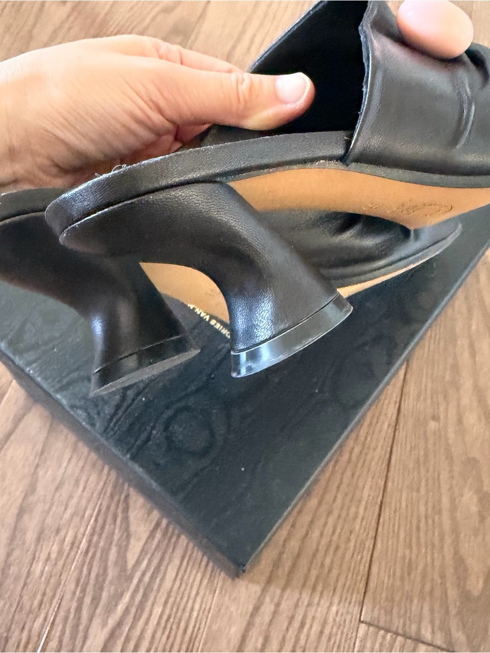 Dries Van Noten Black Leather Pointed Mule Slides, Shoes, Heels, Sandals - Picture 2 of 4